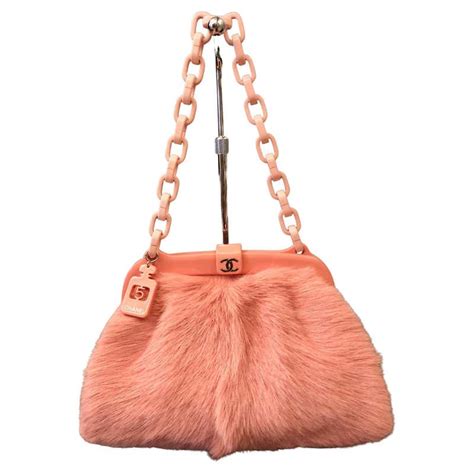 chanel pink fur bag|mini pink chanel bag.